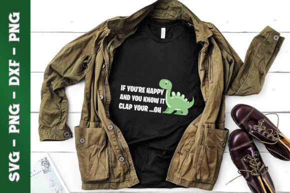 Funny Dinosaur Singing Clap Your... Oh Graphics for T-Shirt Designs