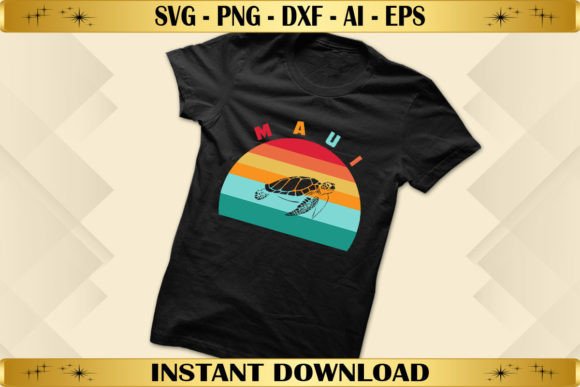 Maui Vintage Sea Turtle Graphics for T-Shirt Designs