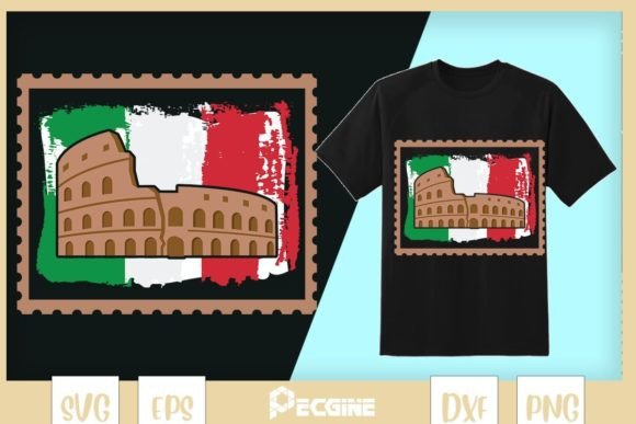 Vintage Retro Stamp Italia Flag Graphics for T-Shirt Designs
